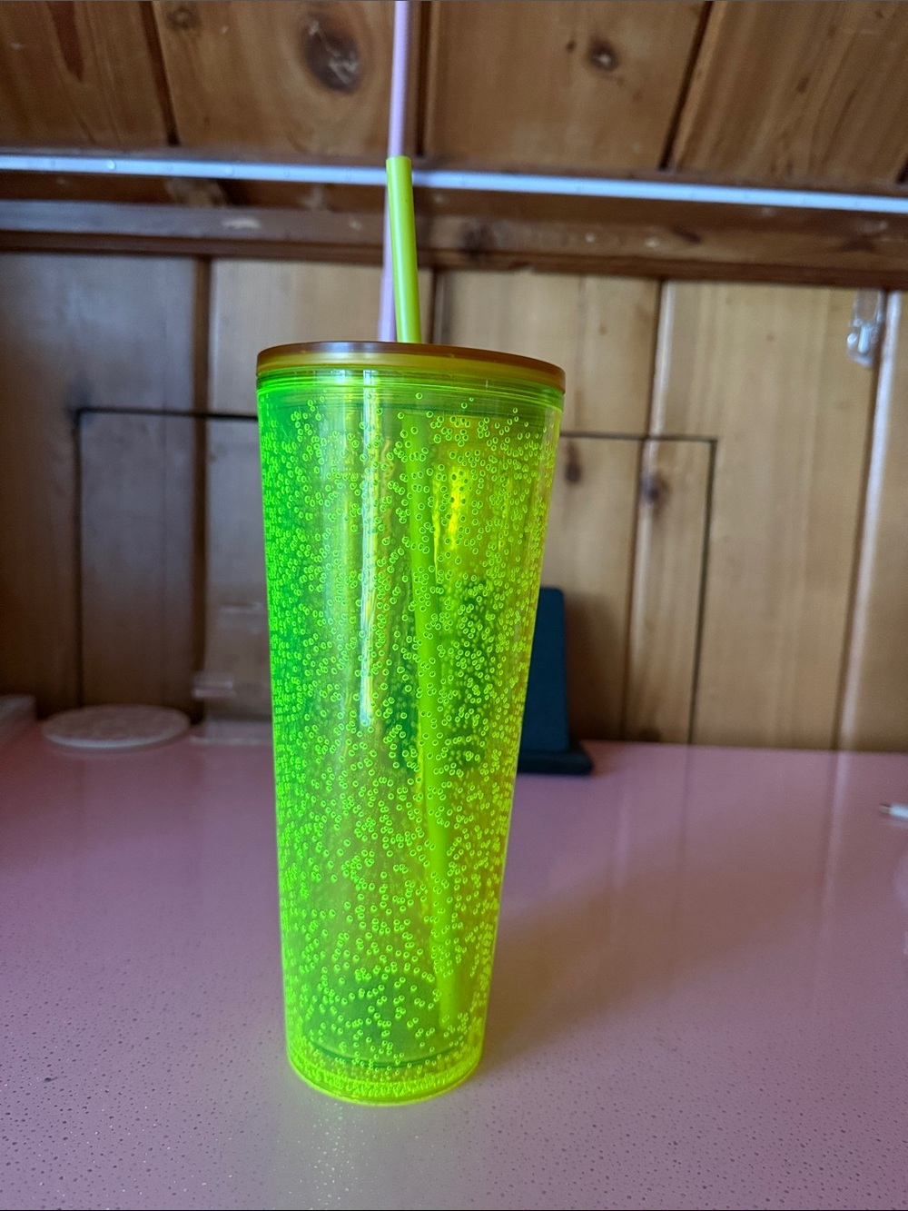 Neon Green Bubble Tumbler with Straw - Home Dining